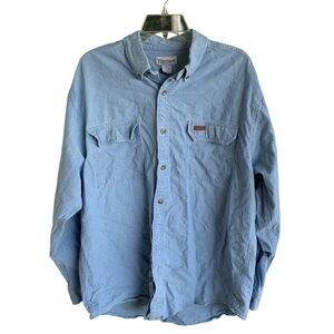 Carhartt Men's Light Blue Chambray Button Casual Shirt Size Large S108CBL